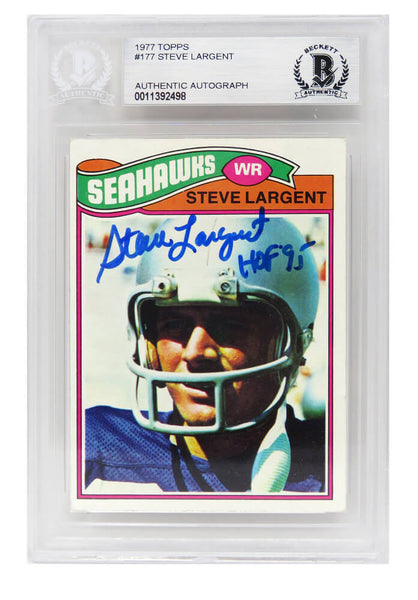 Steve Largent Signed Seattle Seahawks 1977 Topps Football Rookie Card #177 w/...