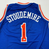 Autographed/Signed Amare Stoudemire New York Blue Jersey Beckett BAS COA