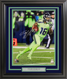 TYLER LOCKETT AUTOGRAPHED FRAMED 16X20 PHOTO SEAHAWKS RUSH GREEN MCS 210973