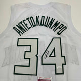 Autographed/Signed Giannis Antetokounmpo Milwaukee White Jersey JSA COA #2