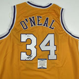 Autographed/Signed SHAQUILLE SHAQ O'NEAL Los Angeles Yellow Jersey BAS COA