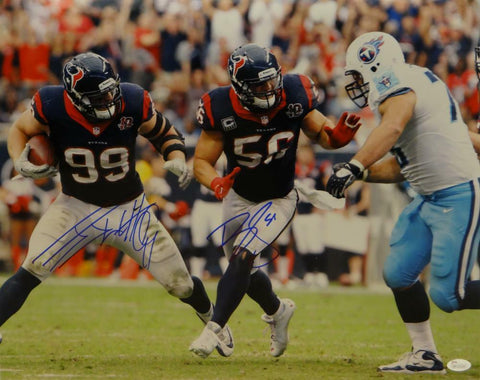 JJ Watt Brian Cushing Autographed Texans 16x20 Against Titans Photo- JSA W Auth