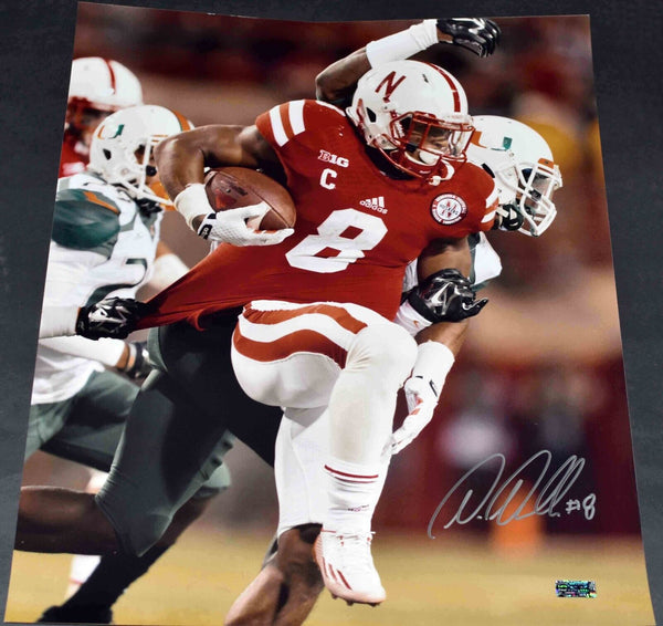 AMEER ABDULLAH AUTOGRAPHED NEBRASKA CORNHUSKERS VS MIAMI 16x20 PHOTO COA