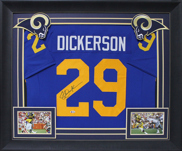 Eric Dickerson Authentic Signed Blue Pro Style Framed Jersey BAS Witnessed