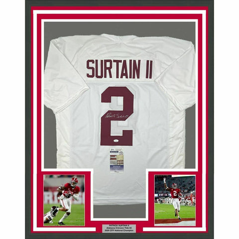 FRAMED Autographed/Signed PATRICK SURTAIN II 33x42 Alabama White Jersey JSA COA