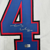 Framed Autographed/Signed James Cook 35x39 Buffalo White Jersey Beckett BAS COA