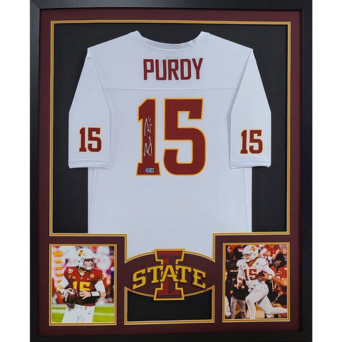 Brock Purdy Autographed Signed Framed Iowa State Jersey BECKETT