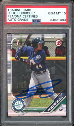 2019 Bowman #BP33 Julio Rodriguez RC Rookie PSA/DNA Auto Grade GEM MINT 10