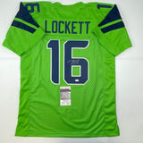 Autographed/Signed Tyler Lockett Seattle Green Color Rush Football Jersey JSA CO