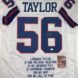 Autographed/Signed Lawrence Taylor New York White Stat Football Jersey JSA COA