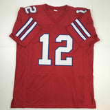 Autographed/Signed JIM KELLY Buffalo Red Football Jersey JSA COA Auto