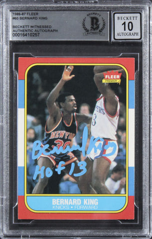 Knicks Bernard King "HOF 13" Signed 1986 Fleer #60 Card Auto 10! BAS Slabbed