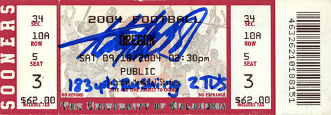 Adrian Peterson Signed Oklahoma Sooners 9/18/04 Ticket Stub Beckett 38571