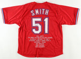 Will Smith Signed Texas Rangers Career Stat Jersey (JSA) 3xWorld Series Champion