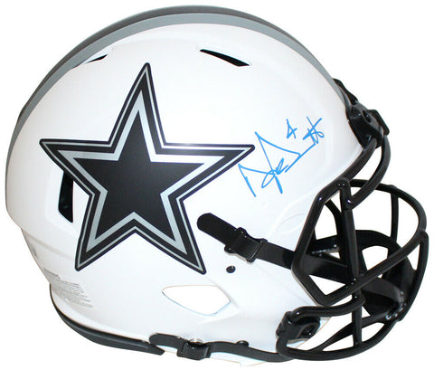 Dak Prescott Autographed Dallas Cowboys Authentic Lunar Helmet BAS 32774