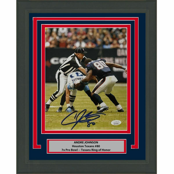 FRAMED Autographed/Signed ANDRE JOHNSON Texans 8x10 Football Photo JSA COA