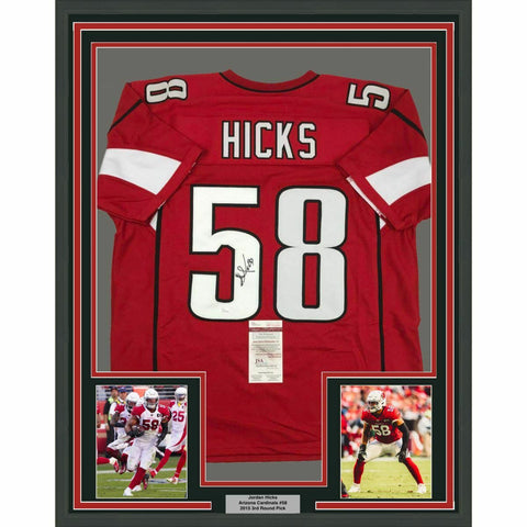 FRAMED Autographed/Signed JORDAN HICKS 33x42 Arizona Red Jersey JSA COA Auto