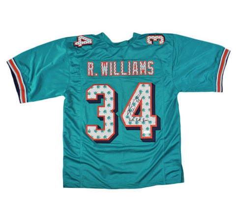 Ricky Williams Signed Miami Custom Teal w/ Leaves NFL Jersey - "Puff Puff Run"