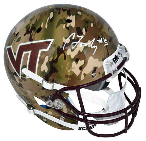 CALEB FARLEY SIGNED VIRGINIA TECH HOKIES CAMO FULL SIZE HELMET BECKETT