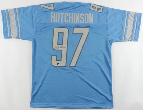 Aidan Hutchinson Signed Detroit Lions Jersey (Beckett) 2022 #2 Overall Draft Pk