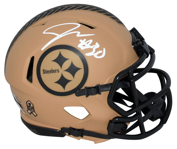 JAYLEN WARREN SIGNED PITTSBURGH STEELERS SALUTE TO SERVICE MINI HELMET BECKETT