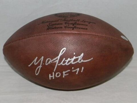 YA TITTLE SIGNED AUTOGRAPHED 49ERS GIANTS WILSON NFL DUKE THROWBACK FOOTBALL