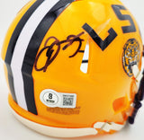 ODELL BECKHAM JR. AUTOGRAPHED LSU YELLOW MINI HELMET BECKETT WITNESS 235088