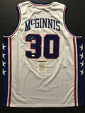 Autographed/Signed GEORGE MCGINNIS HOF 17 Philadelphia White Jersey JSA COA Auto