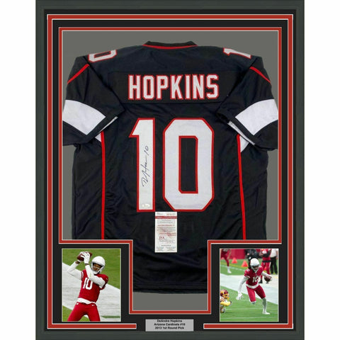 FRAMED Autographed/Signed DEANDRE HOPKINS 33x42 Arizona Black Jersey JSA COA