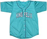 FELIX HERNANDEZ AUTOGRAPHED SEATTLE MARINERS #34 TEAL JERSEY W/ KIING FELIX