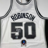 Autographed/Signed David Robinson Spurs White M&N HWC Jersey Beckett BAS COA