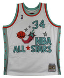 Rockets Hakeem Olajuwon Signed 1996 White M&N ASG Swingman Jersey BAS Witnessed