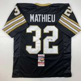 Autographed/Signed Tyrann Mathieu New Orleans Black Football Jersey JSA COA