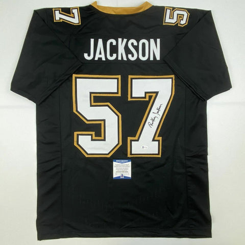 Autographed/Signed RICKEY JACKSON New Orleans Black Jersey Beckett BAS COA Auto