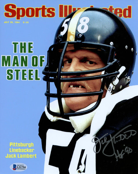 Jack Lambert Autographed Pittsburgh Steelers 8x10 Photo HOF Beckett 48563