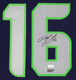 Tyler Lockett Signed Seattle Seahawks 35"x43" Framed Jersey (JSA) Pro Bowl W.R.