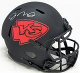 Joe Montana Autographed Chiefs Eclipse Black Full Size Helmet Beckett Y11606