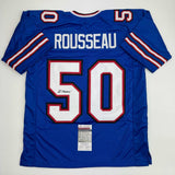 Autographed/Signed Greg Rousseau Buffalo Blue Football Jersey JSA COA