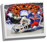 HENRIK LUNDQVIST Hand Signed NY Rangers In Net 22 x 26 Canvas STEINER