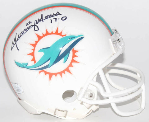 Mercury Morris Signed Miami Dolphins Mini Helmet Inscribed "17-0" (JSA COA) R.B.