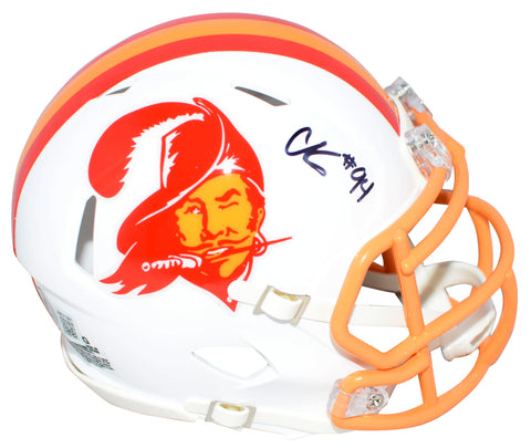 CALIJAH KANCEY SIGNED TAMPA BAY BUCCANEERS THROWBACK SPEED MINI HELMET BECKETT