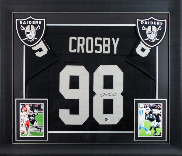 Maxx Crosby Authentic Signed Black Pro Style Framed Jersey Autographed BAS