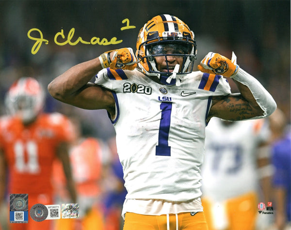 Ja'Marr Chase Signed LSU Tigers 8x10 Photo Beckett 2020 National Championship