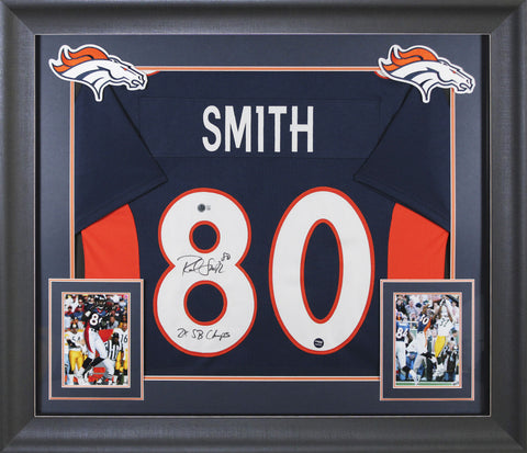 Rod Smith "2x SB Champs" Signed Navy Pro Style Framed Jersey BAS Witnessed