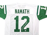 NEW YORK JETS JOE NAMATH AUTOGRAPHED WHITE JERSEY BECKETT BAS WITNESS 212599