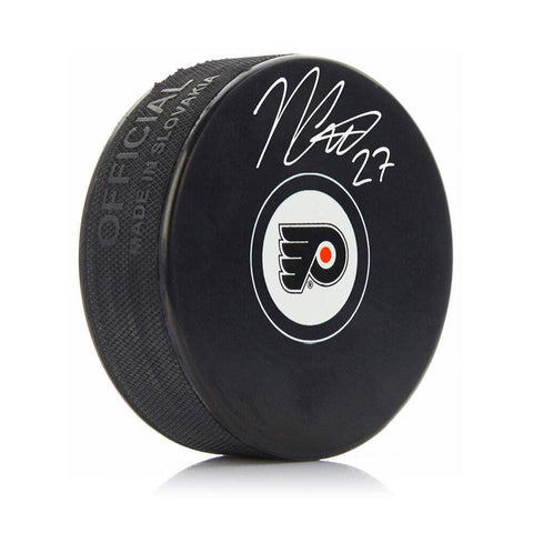 Noah Cates Autographed Signed Philadelphia Flyers Hockey Logo Puck JSA PSA