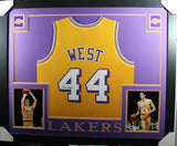 Jerry West Signed Lakers 35" x 43" Framed Jersey (JSA COA) L.A.Career 1960-1974