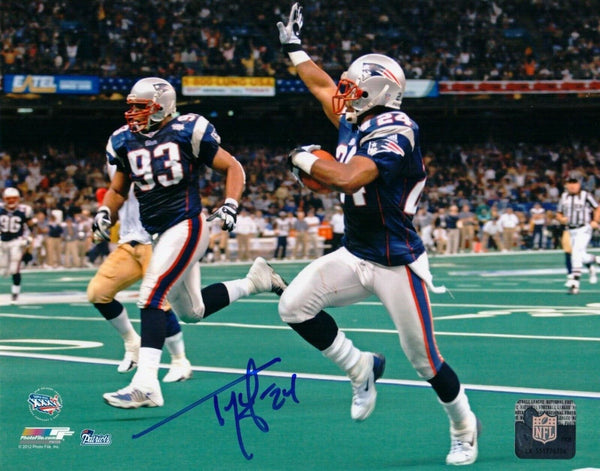 Ty Law New England Patriots Signed 8x10 Photo SB 36 Pick 6 TD Pats Alumni COA