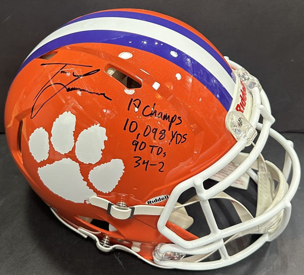 Trevor Lawrence Signed Clemson Authentic Pro FS LE /16 Stat Helmet Auto Fanatics