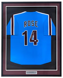 Pete Rose Philadelphia Signed Framed Blue Baseball Jersey JSA Hologram